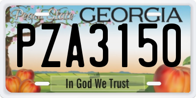 GA license plate PZA3150