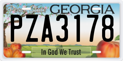 GA license plate PZA3178