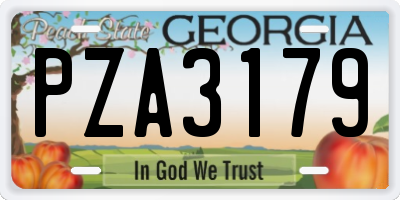 GA license plate PZA3179