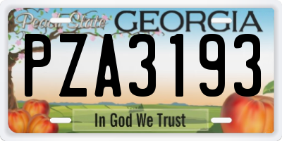 GA license plate PZA3193
