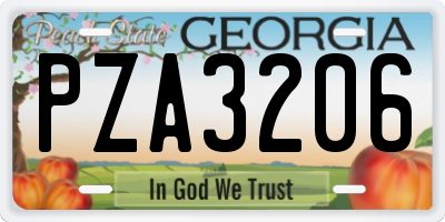 GA license plate PZA3206