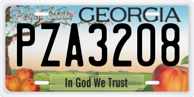 GA license plate PZA3208