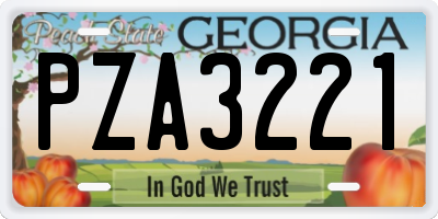 GA license plate PZA3221
