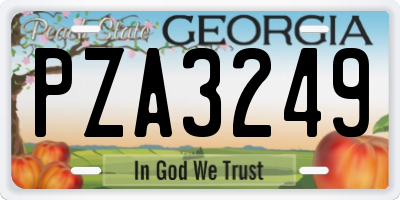 GA license plate PZA3249