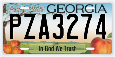 GA license plate PZA3274