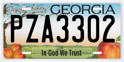GA license plate PZA3302