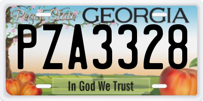 GA license plate PZA3328