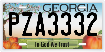 GA license plate PZA3332