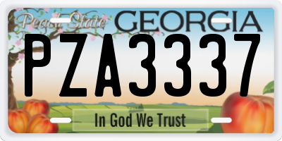 GA license plate PZA3337