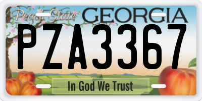 GA license plate PZA3367