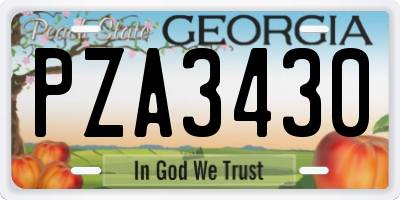 GA license plate PZA3430