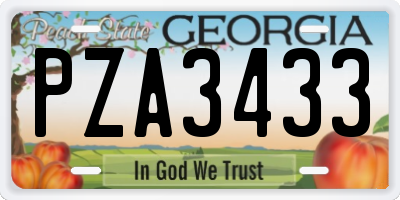 GA license plate PZA3433
