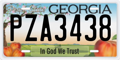 GA license plate PZA3438