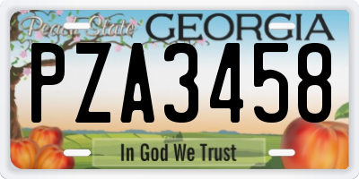 GA license plate PZA3458