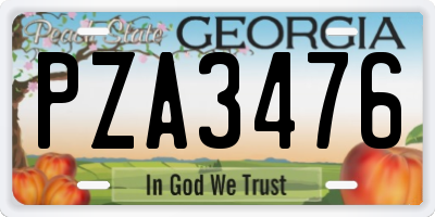 GA license plate PZA3476
