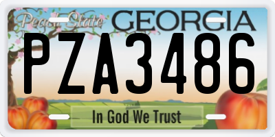 GA license plate PZA3486