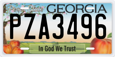 GA license plate PZA3496