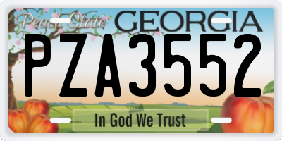 GA license plate PZA3552