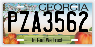 GA license plate PZA3562