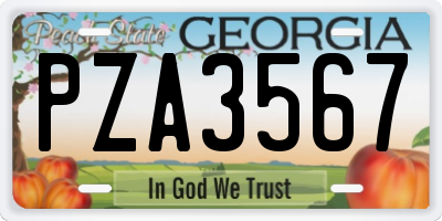 GA license plate PZA3567
