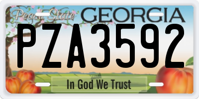 GA license plate PZA3592