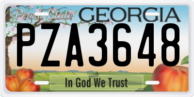 GA license plate PZA3648
