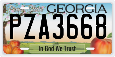 GA license plate PZA3668