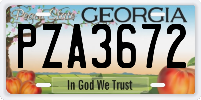 GA license plate PZA3672