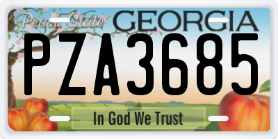 GA license plate PZA3685