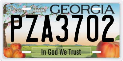 GA license plate PZA3702