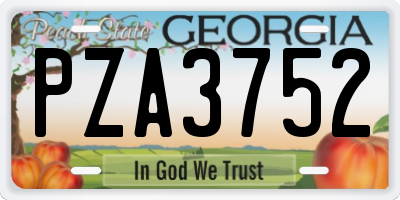 GA license plate PZA3752