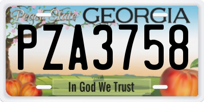 GA license plate PZA3758