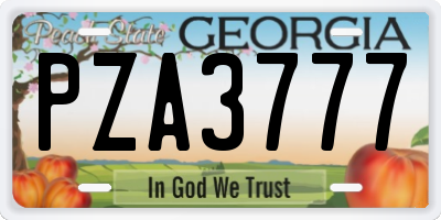 GA license plate PZA3777