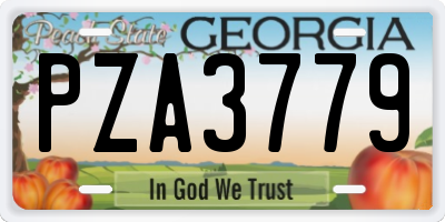GA license plate PZA3779