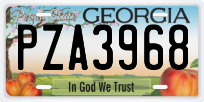 GA license plate PZA3968
