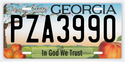 GA license plate PZA3990