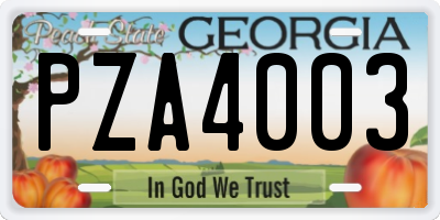 GA license plate PZA4003