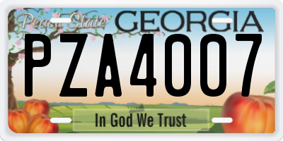 GA license plate PZA4007