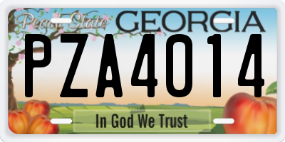 GA license plate PZA4014