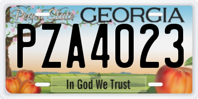 GA license plate PZA4023