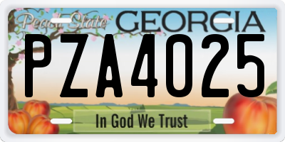 GA license plate PZA4025