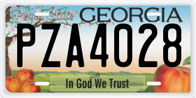 GA license plate PZA4028