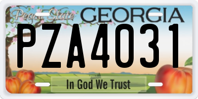 GA license plate PZA4031