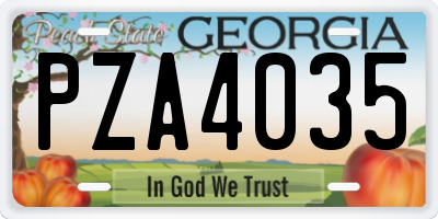 GA license plate PZA4035