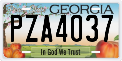 GA license plate PZA4037