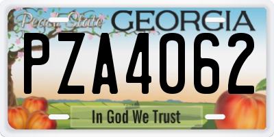 GA license plate PZA4062