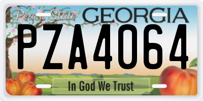 GA license plate PZA4064