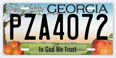 GA license plate PZA4072