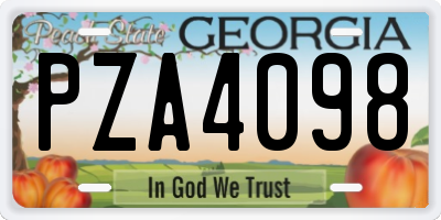 GA license plate PZA4098