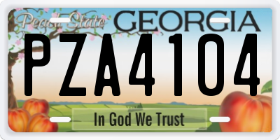 GA license plate PZA4104